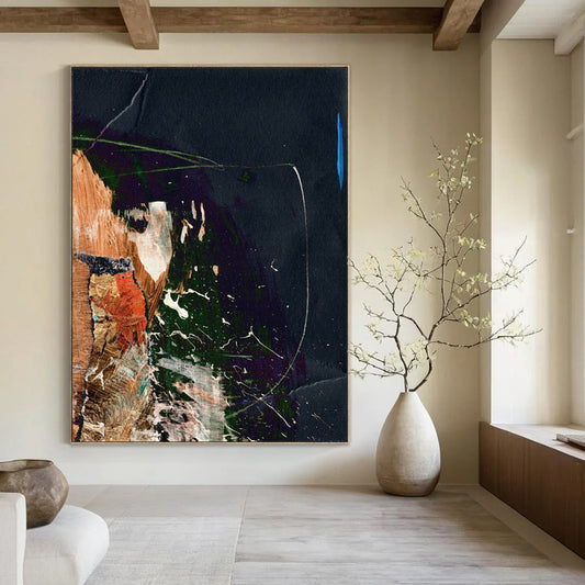 “Dark Mixed - Media Collage” - Modernist Mixed - Media Art On Paper DTP170