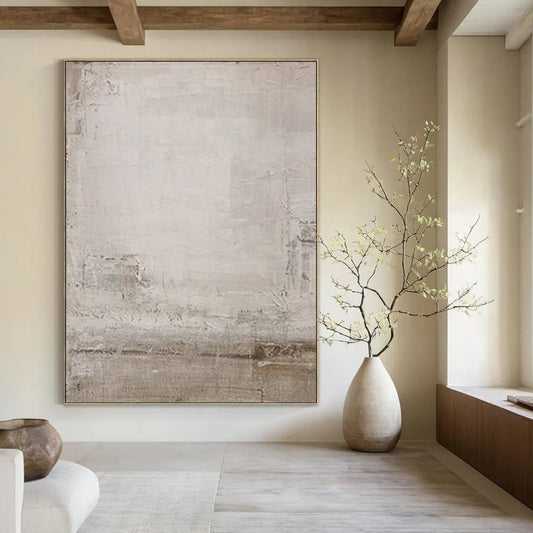 “Light Gray & Brown Textured Simplicity” – Abstract Minimalist Art CT0979