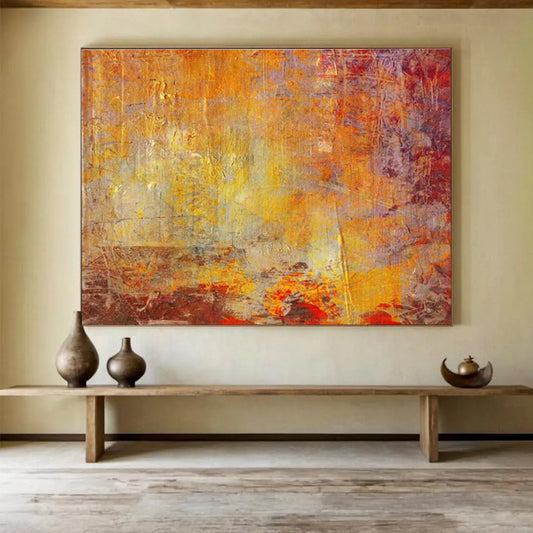 Warm Textured Abstract in Orange and Purple Painting On Canvas DKH192