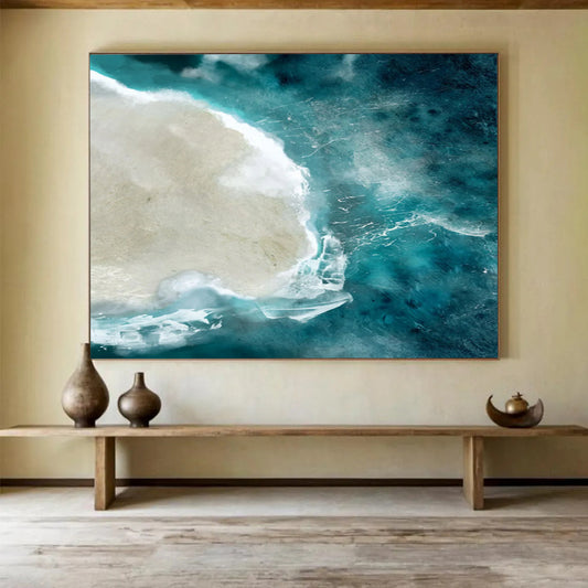 “Aerial Blue Ocean and Island” Photorealistic - inspired Oil Painting On Canvas DLZ125