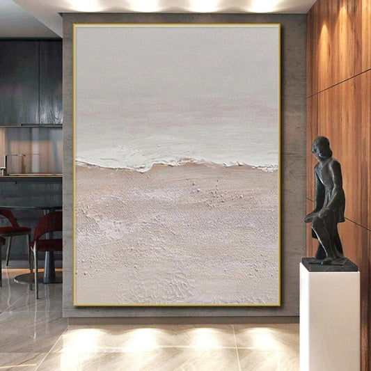 “Textured Beach in Pastel”,Abstract Impasto Style CT0666