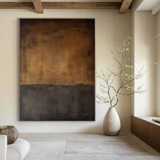 Two - tone Textured Abstract - Minimalist Textured Acrylic Painting CT1363