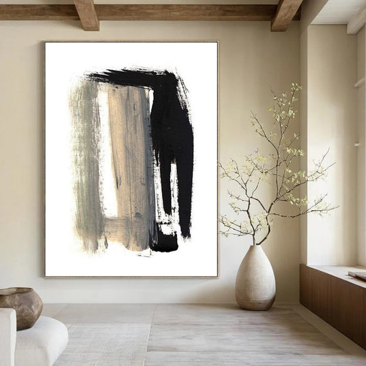 “Monochrome Brushstrokes” - Minimalist Abstract Painting On Canvas DTP157
