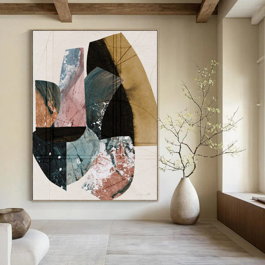 “Geometric Color Blocks” - Modernist Collage - Style Painting On Canvas DTP152