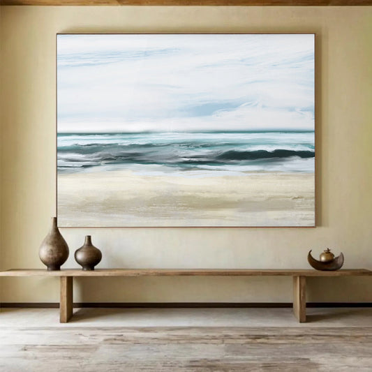 “Calm Blue Ocean Waves” Seascape Oil Painting On Canvas DLZ128