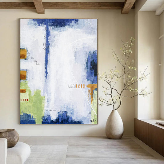 “Cool Tones Abstract - Blues, Greens, and Playful Elements” Painting On Canvas CT2391