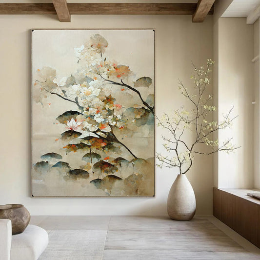 “Watercolor - Style Floral Branches” – Chinese - Inspired Watercolor Painting On Canvas CT2154
