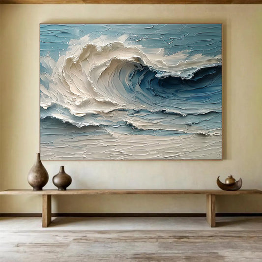 “Textured Ocean Wave” - Impasto Seascape Painting On Canvas DKH816