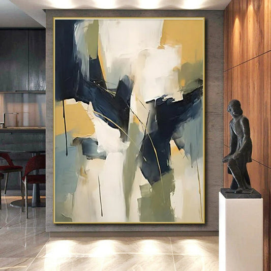 “Blue - Yellow - Green Abstract Blocks” ,Abstract Acrylic Painting CT0831