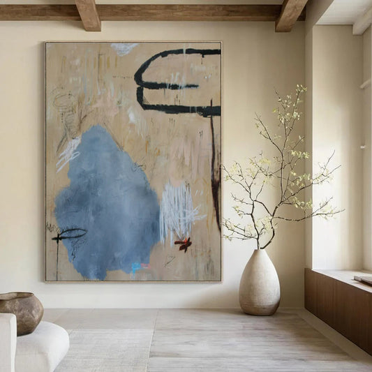 Beige - Toned Abstract Marks - Abstract Expressionist Acrylic Painting CT1414