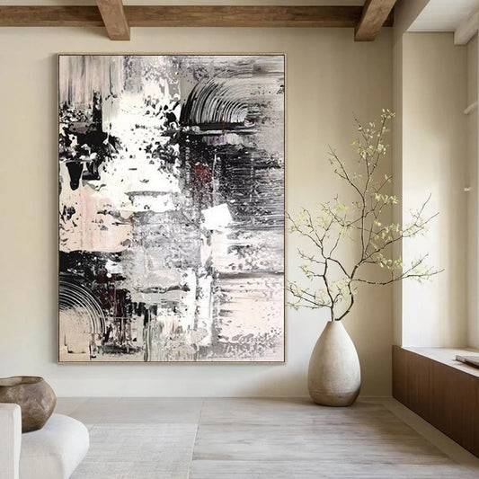 “Monochrome, Textured Layers ‘Gray Harmony’” - Abstract Impasto Painting On Canvas DTP392