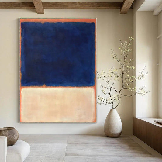 “Deep Blue & Pale Orange Layers” - Rothko - Style Color - Field Painting On Canvas DKH1622