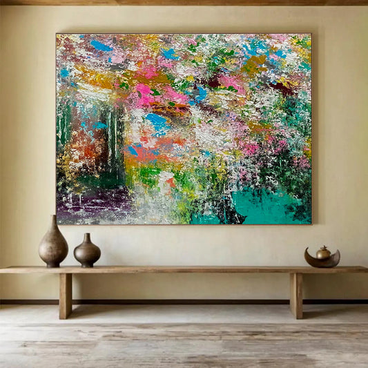Vibrant Abstract Garden - Colorful Floral Abstract Painting On Canvas DKH919