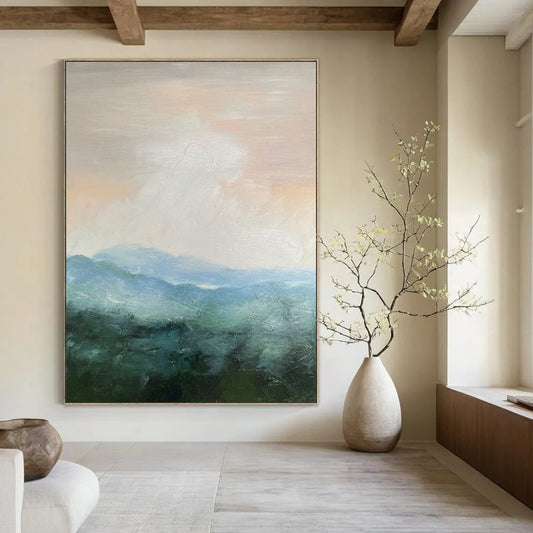 “Soft Tonal Mountainscape” - Impressionist Landscape Painting On Canvas DTP010