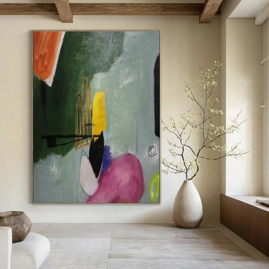 Color - Block Geometric Abstraction - Cubism - Inspired Acrylic Painting CT1405