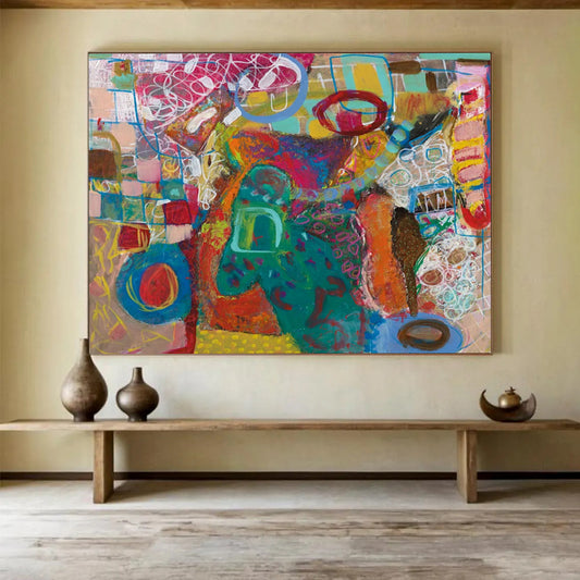Colorful Abstract Forms - Abstract Expressionist Painting On Canvas DLZ244