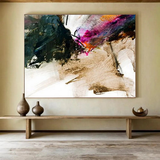 “Expressive Color Splashes” Abstract Action Painting On Canvas DKH376