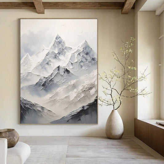 Snowy Mountain Peaks - Abstract Landscape Painting On Canvas DKH1248