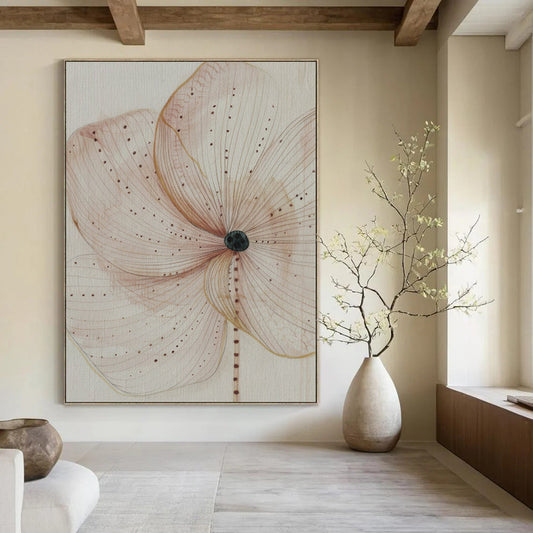 “Delicate Brown - Lined Flower” - Minimalist Watercolor Art CT1926