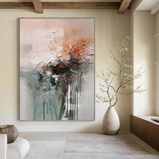 “Textured Abstraction” - Multicolor Textured Abstract Painting On Canvas DKH1564