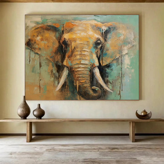 “Colorful Elephant Portrait” Expressive Animal Painting On Canvas DLZ083