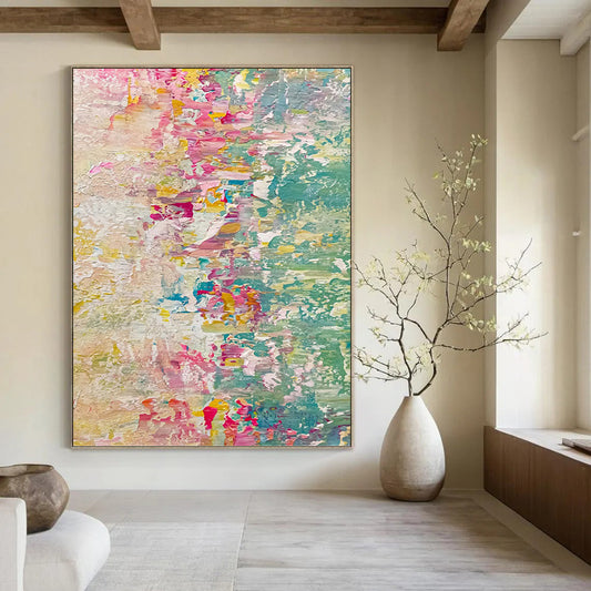 “Pastel Color Fusion” - Impressionist - Inspired Abstract Painting On Canvas DKH1683