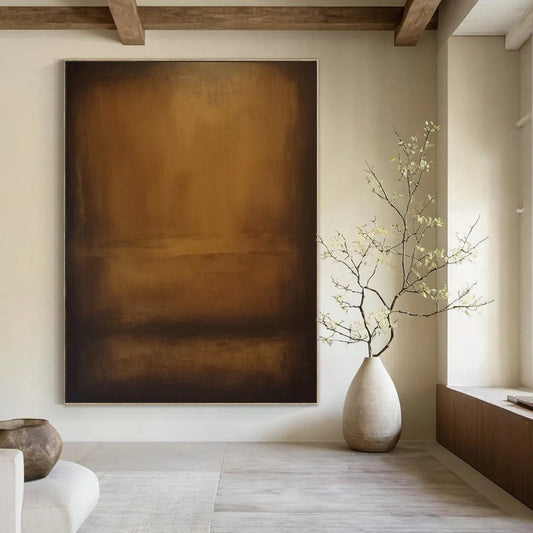 “Brown, Black Gradient ‘Warm Mystery’” - Impasto Abstract Painting On Canvas DTP372