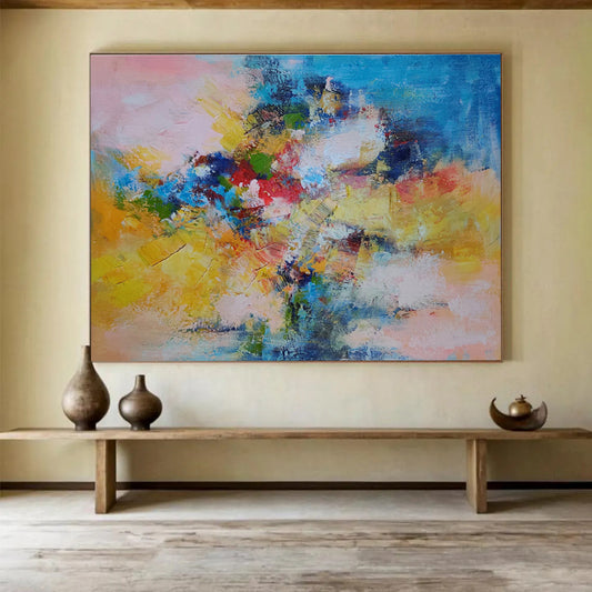 Bold Color Abstract “Joyful Chromatic Explosion” Painting On Canvas DKH118
