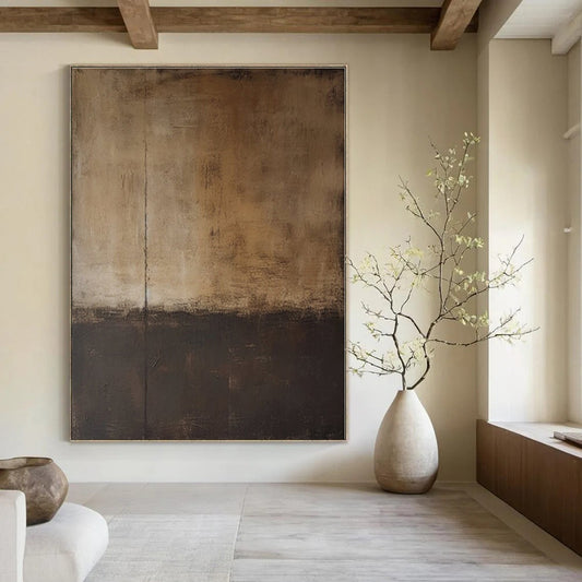 Dual - tone Brown Texture - Abstract Textured Acrylic Painting CT1368