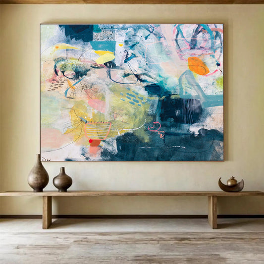 Colorful Abstract with Organic Shapes “Nature's Abstract Symphony” Painting On Canvas DKH076