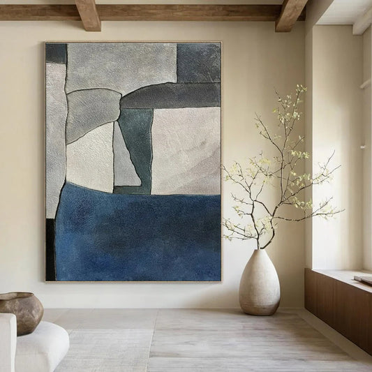 Grey - Blue Geometric Shapes - Minimalist Geometric Watercolor Painting CT1425