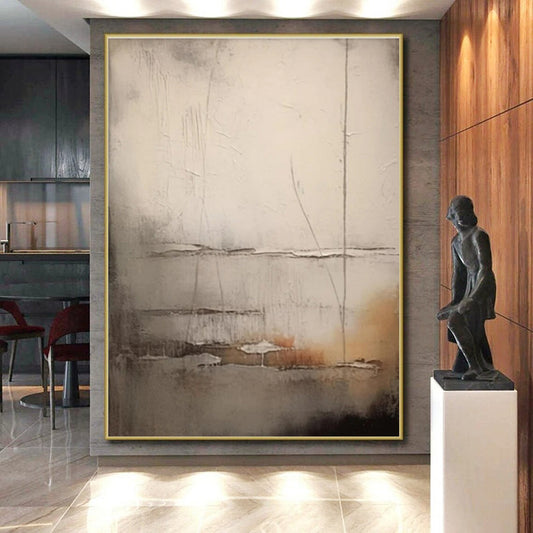 Gray Textured Layers, "Misty Depths" - Textured Abstract Painting CT0709