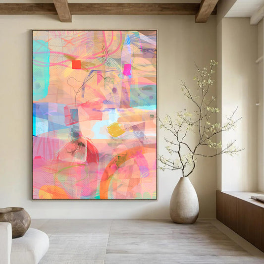 Colorful Geometric Shapes, Soft Lines - "Pastel Geometry" - Abstract Geometric Painting CT1861