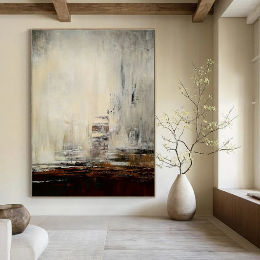 Abstract Cityscape in Muted Tones - Cityscape - Inspired Abstract Painting On Canvas CT2301