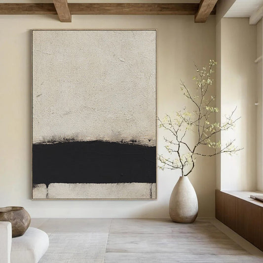 Minimalist Black and White Abstract - Abstract Painting On Canvas DKH1419