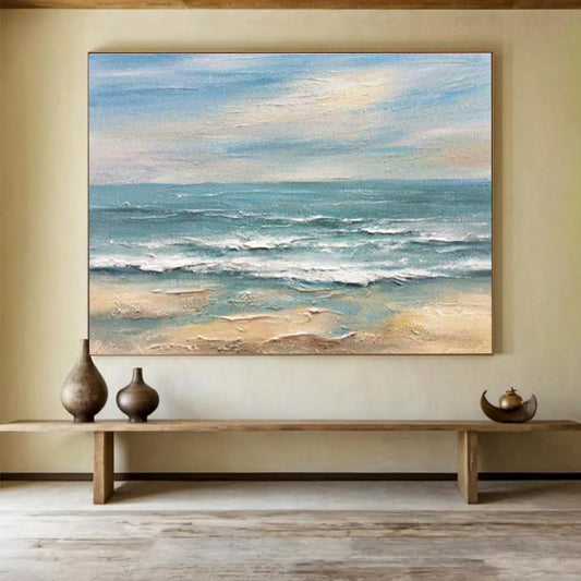 “Colorful Seaside View” Impressionist Seaside Painting On Canvas DKH530