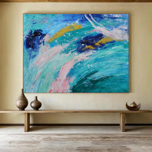 Colorful Ocean Waves Abstract Painting On Canvas DKH654