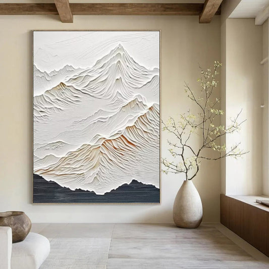 “White Textured Mountain Relief” Painting On Canvas DKH0985