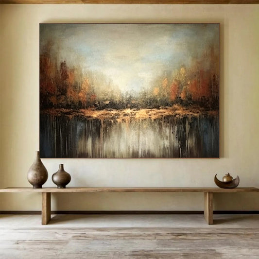 “Autumn Forest Reflection” Abstract Landscape Painting On Canvas DLZ060