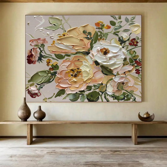 “Impasto Floral Bouquet” - Lively Botanical Painting On Canvas DKH824