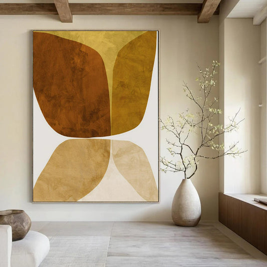 Symmetrical Brown & Beige Shapes - Abstract Painting On Canvas CT2310