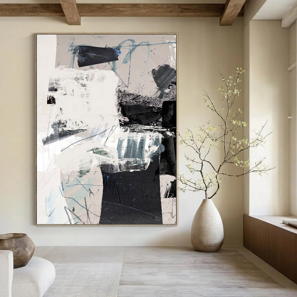 “Collage - Style Abstract” - Mixed - Media Collage Abstract Painting On Canvas DTP194