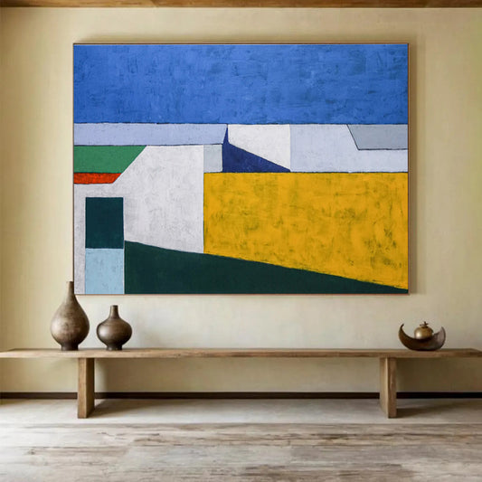 “Bold Color Block Geometry” Abstract Oil Painting On Canvas DKH557