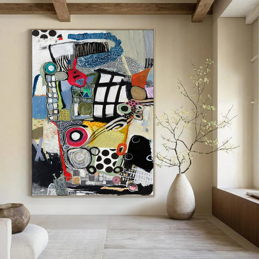 “Eclectic Colorful Abstract Collage” – Mixed - Media Abstract Art CT1172
