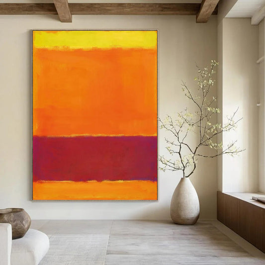 “Yellow, Orange & Purple Color Blocks” - Color Field Painting On Canvas DKH1607