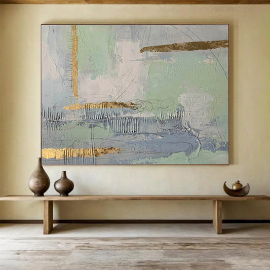 Pastel and Gold Light - Toned Abstract Elegance Painting On Canvas DKH179