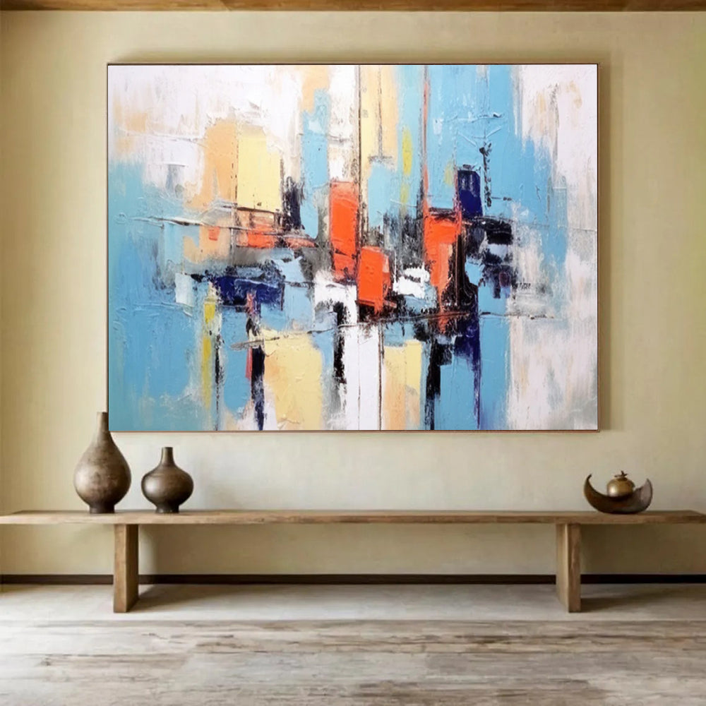 “Abstract City Blocks In Color” Cityscape Painting On Canvas DLZ068