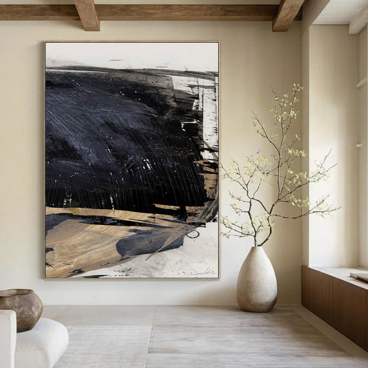 “Monochromatic Black Mass” - Black and Brown Abstract Painting On Canvas DTP202