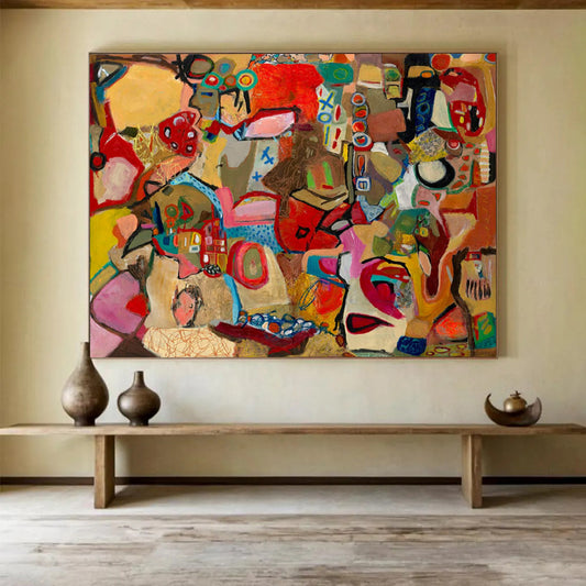 Colorful Abstract Composition - Abstract Expressionist Painting On Canvas DLZ240
