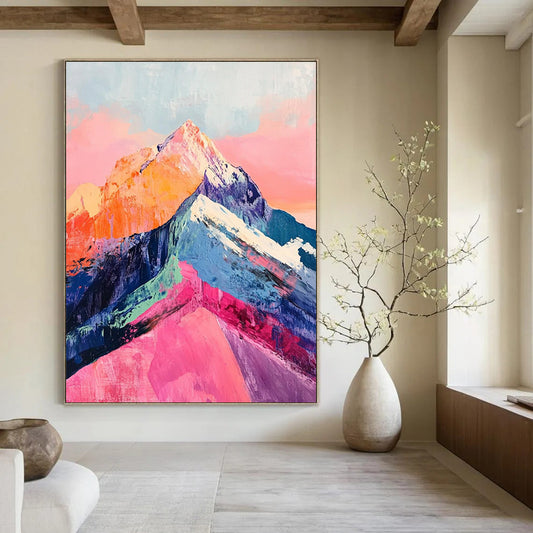 “Colorful Mountain Peaks” - Multicolor, Vibrant Mountain Landscape Painting On Canvas DTP283